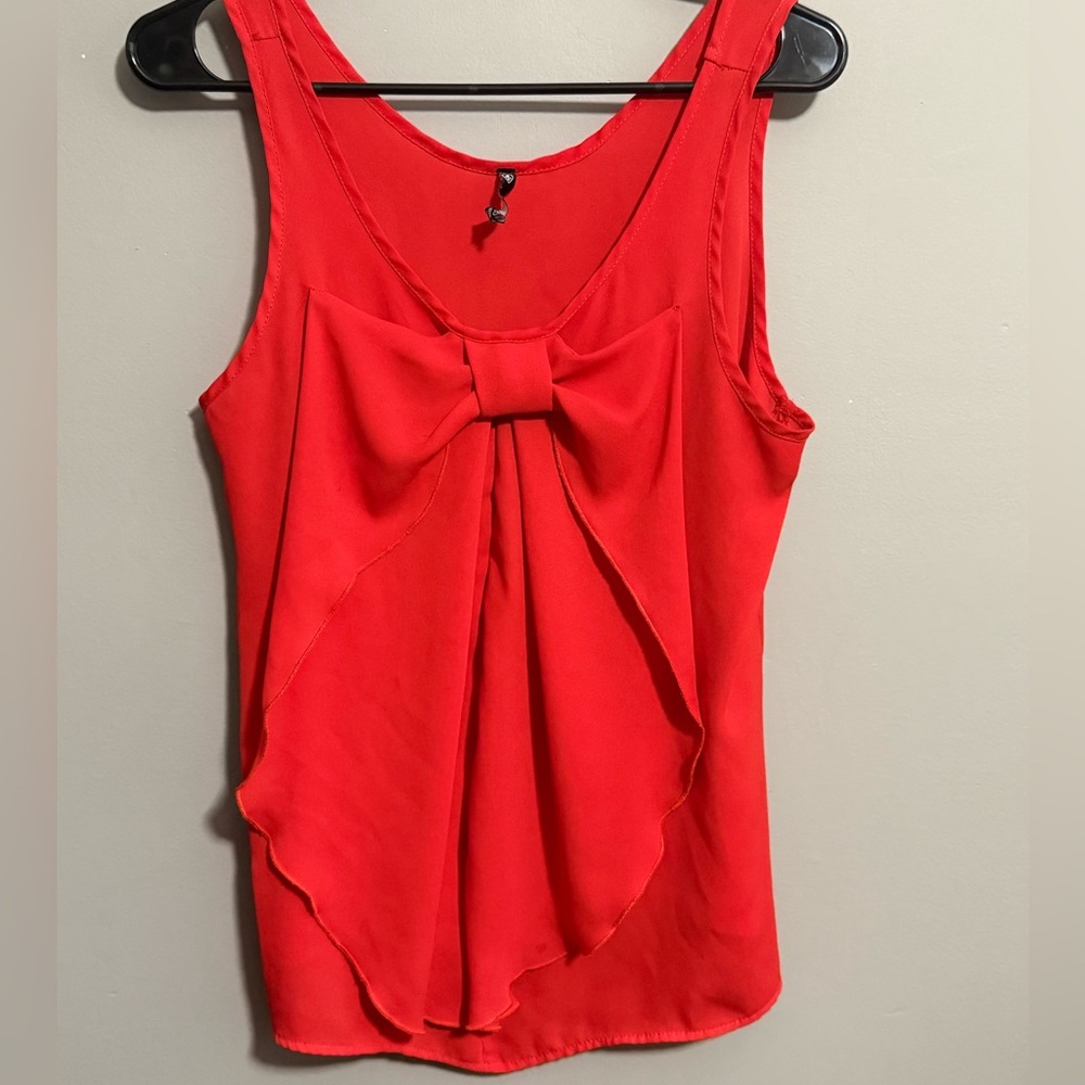 Love Culture Vibrant Red Tank Top with Bow Accent